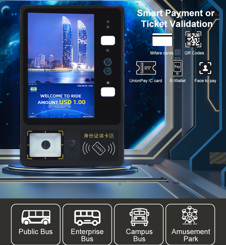 Multifunction integrated smart ticket validator with face recognition NFC QR all in one
